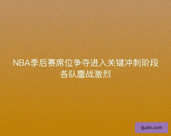 NBA季后赛席位争夺进入关键冲刺阶段各队鏖战激烈 NBA季后赛席位争夺进入关键冲刺阶段各队鏖战激烈
