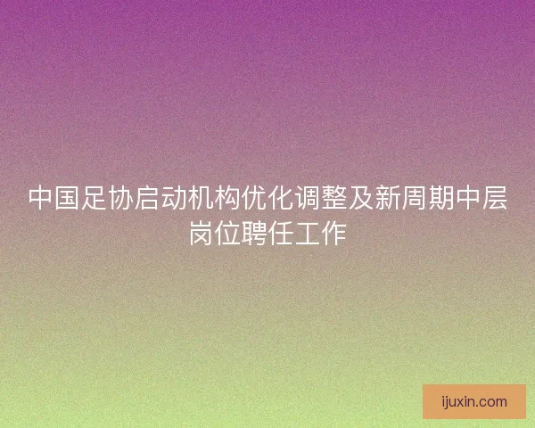 中国足协启动机构优化调整及新周期中层岗位聘任工作 中国足协启动机构优化调整及新周期中层岗位聘任工作